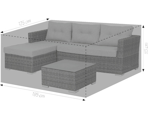 Housse de protection pour salon de jardin avec les dimensions 185 cm x 125 cm x 85 cm
