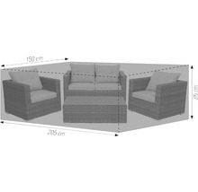 Housse pour salon de jardin mesurant 205 cm de long, 150 cm de large et 85 cm de haut