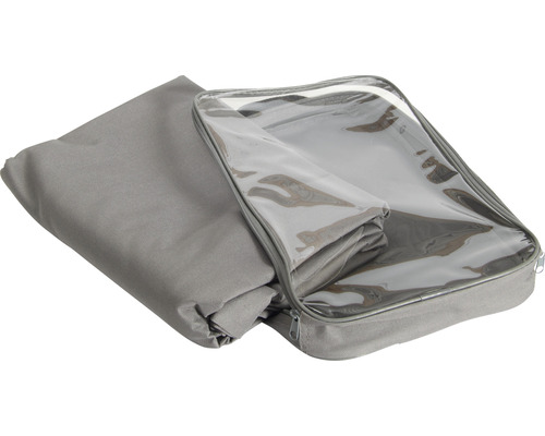 Sac de rangement en textile gris avec fermeture éclair et fenêtre transparente