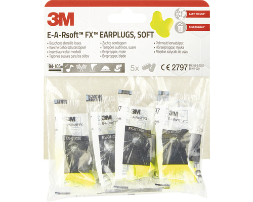 3M E-A-Rsoft FX Bouchons d''oreille, souples, lot de 5