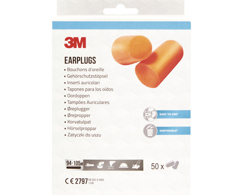 3M Bouchons d''oreille, 50 pièces, utilisation facile, jetable