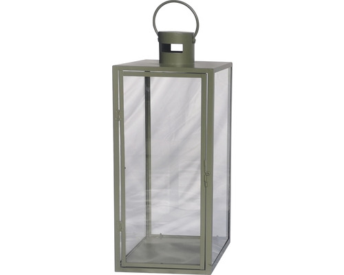 Lanterne décorative avec cadre métallique et vitres en verre