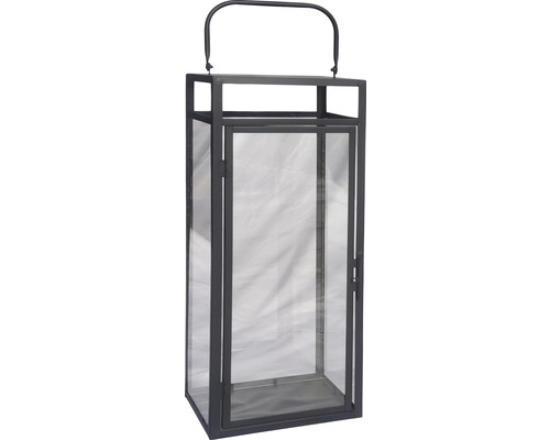 Lanterne décorative avec cadre en métal et panneaux de verre