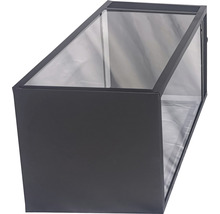 Jardinière noire avec bordure métallique et film plastique transparent