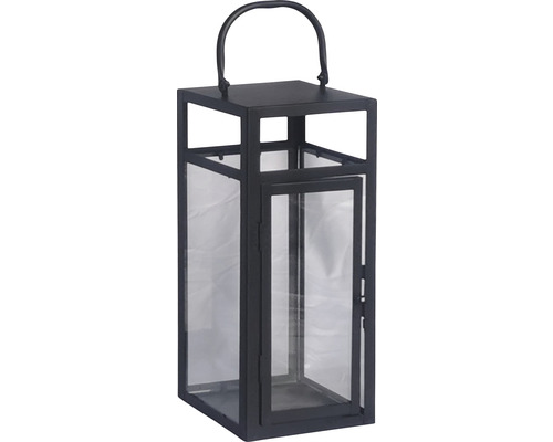 Lanterne décorative avec poignée de transport et portes en verre