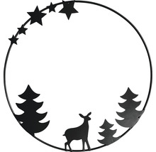 Anneau décoratif en métal avec étoiles, sapins et chevreuil pour décoration de Noël