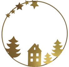 Anneau décoratif en métal avec motifs d''étoiles, de maison et de sapin pour décorations de Noël