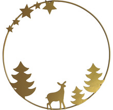 Couronne de Noël décorative avec étoiles, sapins et cerf