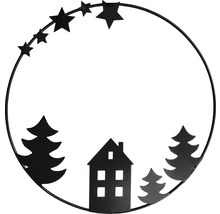 Anneau décoratif en métal avec des motifs de maison, d''arbre et d''étoile