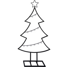 Silhouette de sapin de Noël avec étoile et lumières comme graphique de contour