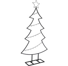 Sapin de Noël décoratif en métal avec étoile et guirlande lumineuse.