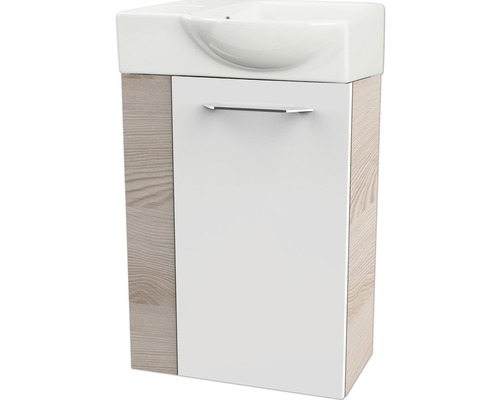 Meuble sous vasque FACKELMANN Small Bathroom Collection lxhxp 44 x 60 cm x 24,3 cm couleur de façade blanc haute brillance alaska frêne 86068