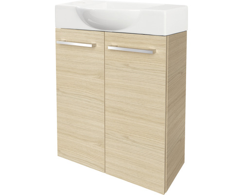 Meuble sous-vasque FACKELMANN Small Bathroom Collection couleur de façade sable chêne 52 x 60 x 24,3 cm