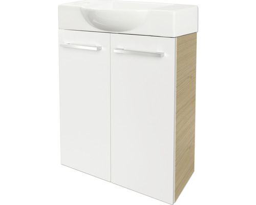 Meuble sous vasque FACKELMANN Small Bathroom Collection lxhxp 52 x 60 cm x 24,3 cm couleur de façade blanc haute brillance 84642