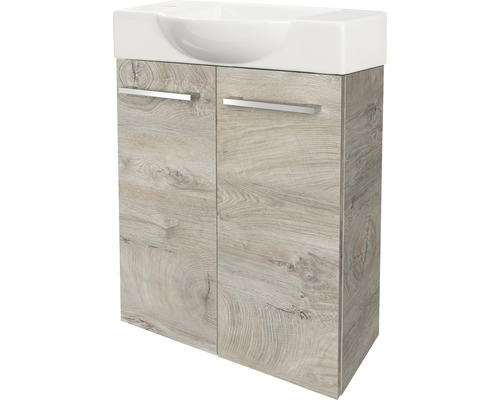 Meuble sous-vasque FACKELMANN Small Bathroom Collection couleur de façade chêne nature 52 x 60 x 24,3 cm