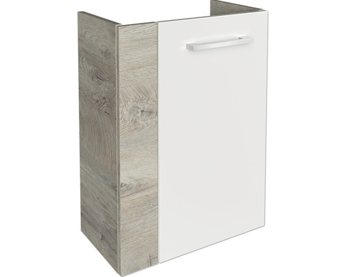 Meuble sous vasque FACKELMANN Small Bathroom Collection lxhxp 44 x 60 cm x 24,3 cm couleur de façade blanc haute brillance chêne nature 84668