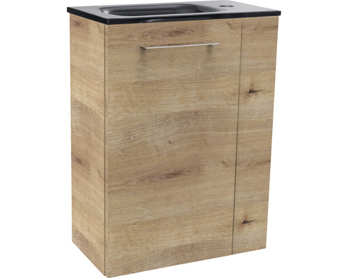 Meuble sous-lavabo en bois avec une porte et une poignée