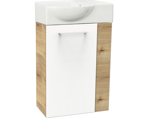Waschtischunterschrank FACKELMANN Small Bathroom Collection BxHxT 44 x 60 cm x 24,3 cm Frontfarbe weiß hochglanz asteiche 86054