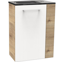 Waschtischunterschrank FACKELMANN Small Bathroom Collection BxHxT 44 x 60 cm x 24,3 cm Frontfarbe weiß hochglanz asteiche 86054