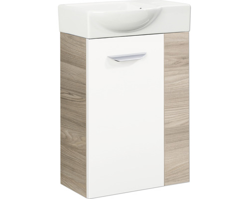 Waschtischunterschrank FACKELMANN Small Bathroom Collection BxHxT 44 x 60 cm x 24,3 cm Frontfarbe weiß hochglanz esche grau 86056