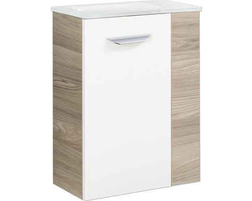 Meuble sous-lavabo avec tiroir et aspect bois