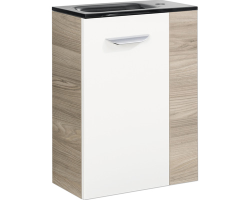Meuble sous-lavabo avec porte, décor bois
