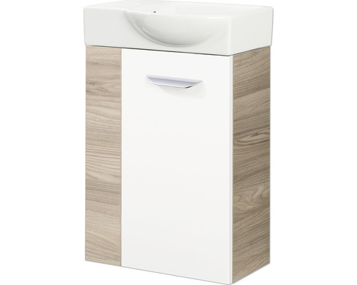 Waschtischunterschrank FACKELMANN Small Bathroom Collection BxHxT 44 x 60 cm x 24,3 cm Frontfarbe weiß hochglanz esche grau 86066