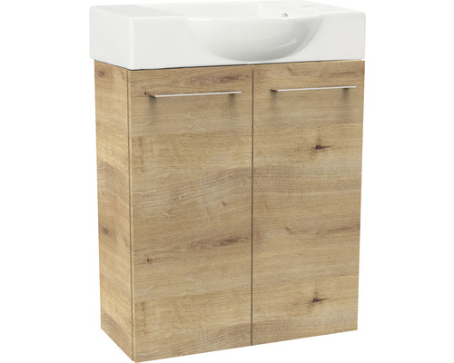 Meuble sous-vasque FACKELMANN Small Bathroom Collection couleur de façade chêne noueux 52 x 60 x 24,3 cm