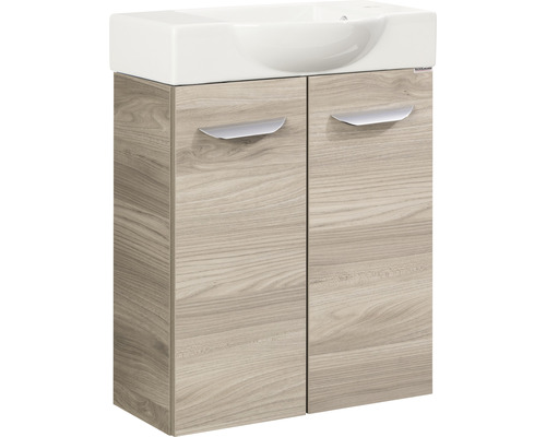 Meuble sous-vasque FACKELMANN Small Bathroom Collection couleur de façade frêne gris 52 x 60 x 24,3 cm