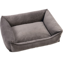 Graues Hundebett mit erhöhtem Rand