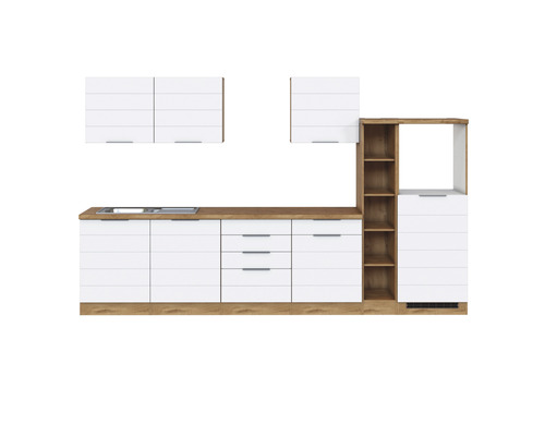Held Möbel Küchenzeile Florenz 330 cm weiß matt zerlegt Variante reversibel