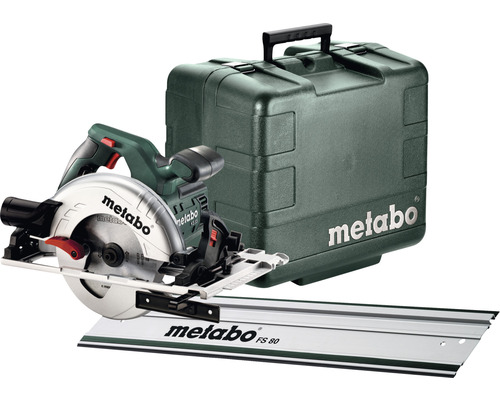 Kit de scie circulaire portative KS 55 FS + guide-chaîne FS 80 avec lame de scie Scie circulaire portative Metabo avec rail de guidage et coffret de transport