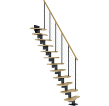 Escalier autoportant avec marches en bois et rampes en métal