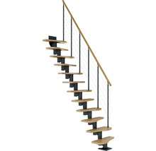 Escalier gain de place avec marches en bois et rambarde