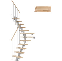 Raumspartreppe aus Holz und Metall mit Stufen und Geländer
