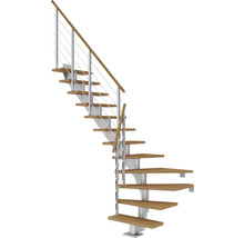Spindeltreppe mit Holzstufen und Edelstahlgeländer