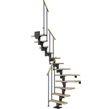 Escalier en colimaçon avec marches en bois et rampe