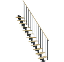 Escalier gain de place avec marches en bois et rampe