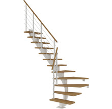 Raumspartreppe mit Holzstufen und Geländer mit Edelstahlseilen