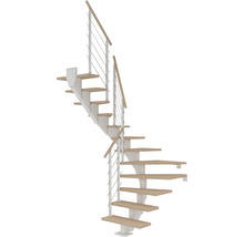 Wendeltreppe mit Holzstufen und Geländer