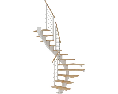 Pertura Mittelholmtreppe Alena Weiß 1/2-gewendelt 85 cm Relinggeländer Buche Leimholz Geölt 12 Stufen / 13 Steigungen Pertura Mittelholmtreppe Alena Weiß 1/2-gewendelt 85 cm Relinggeländer Buche Leimholz Geölt 12 Stufen / 13 Steigungen