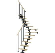 Escalier en colimaçon avec marches en bois et rampe