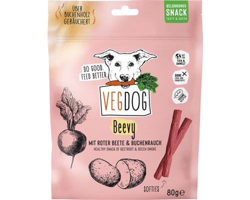 Hundesnack VEGDOG Beevys Sticks mit Roter Beete & Buchenrauch vegan 80 g
