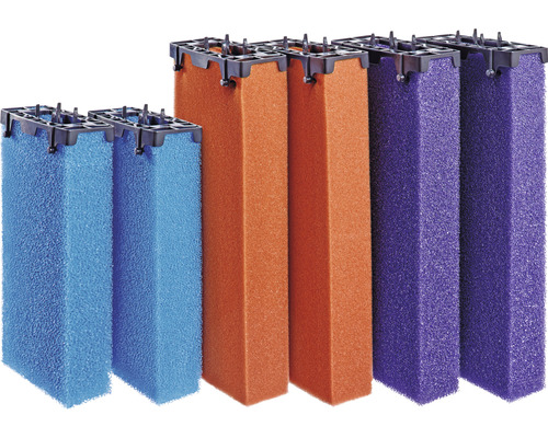 Kit de cartouche filtrante rouge/bleu/violet pour Oase BioTec Premium 80000 Éponges filtrantes de différentes couleurs avec support pour filtres d''aquarium