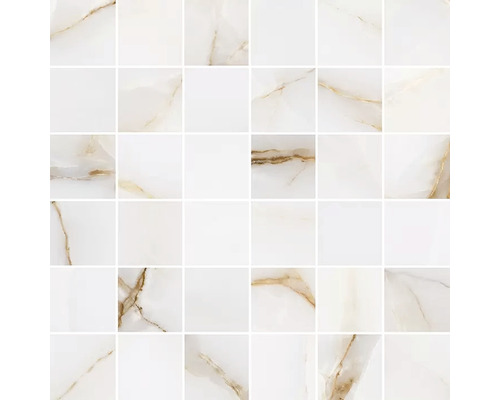 Feinsteinzeug Mosaik TOPAZ GOLD 30 x 30 x 0,9 cm matt Mosaikfliese aus Marmor