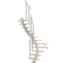 Wendeltreppe mit Holzstufen und Metallgeländer