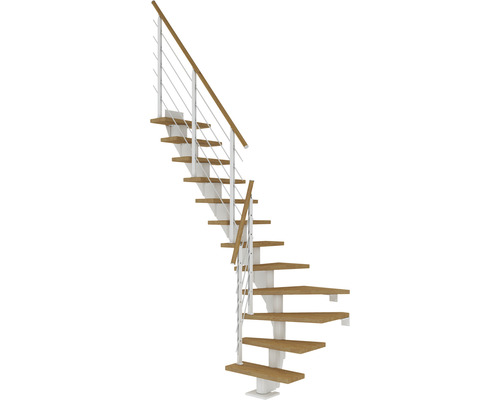 Pertura Mittelholmtreppe Malva Weiß 65 cm Eiche Leimholz Geölt 12 Stufen 13 Steigungen