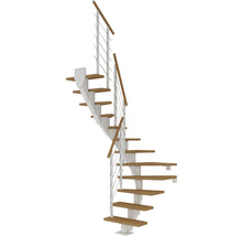 Wendeltreppe mit Holzstufen und Geländer