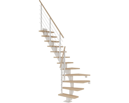 Escalier à limon central Pertura Malva blanc 65 cm chêne huilé 11 marches 12 pas de marche