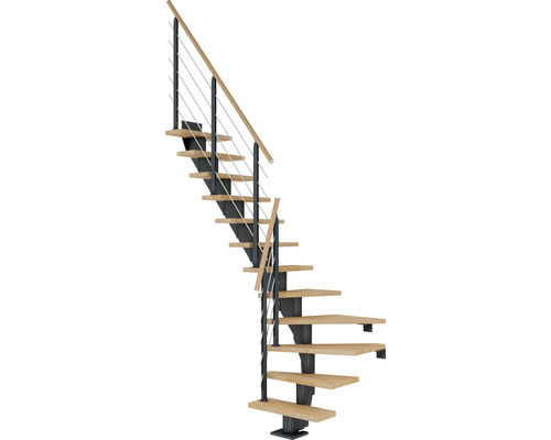 Pertura Mittelholmtreppe Malva Anthrazit 65 cm Buche Leimholz Geölt 11 Stufen 12 Steigungen